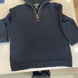 Ralph Lauren women’s black qtr zip cotton Sweater